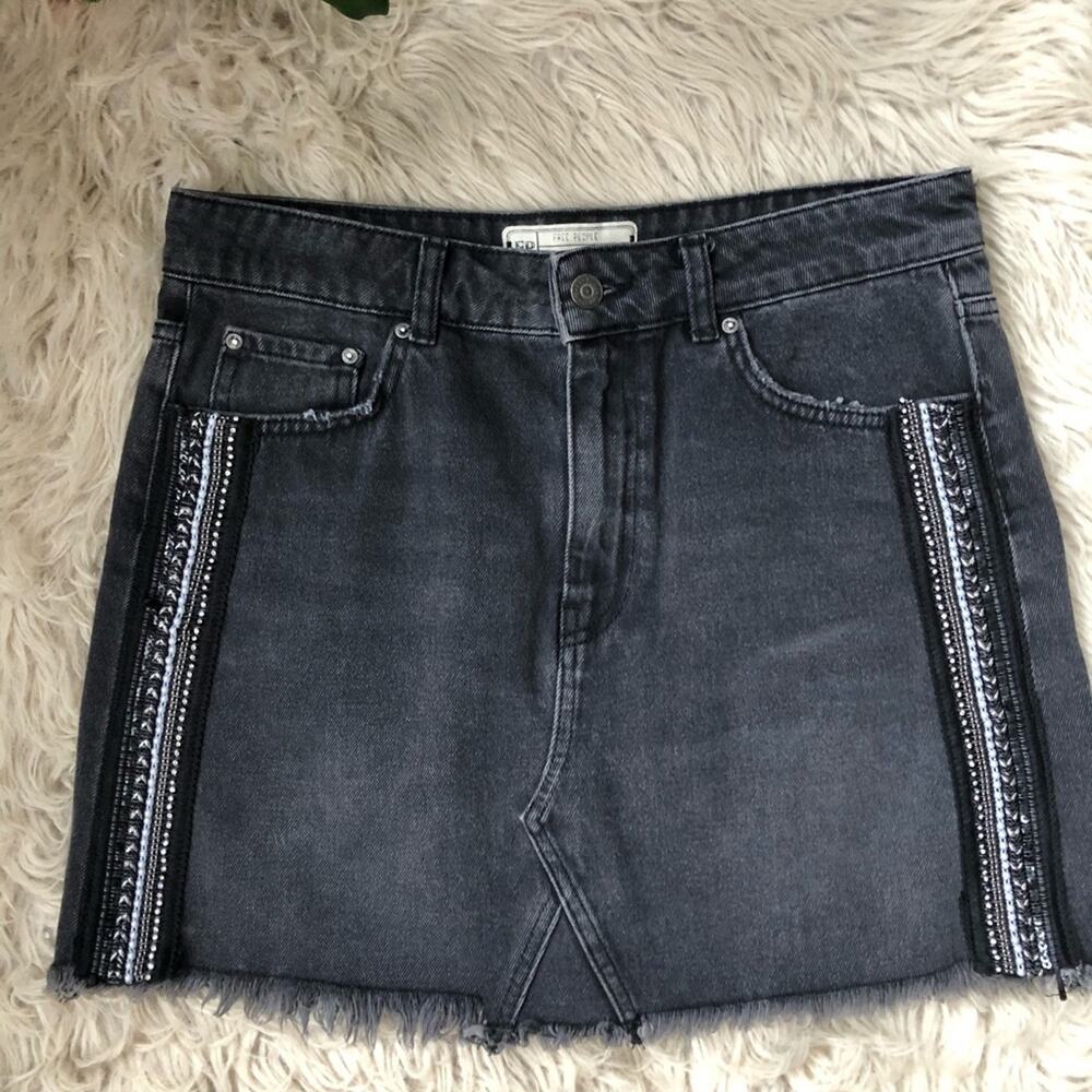 Free People Embellished Denim Mini Skirt - Picture 3 of 6